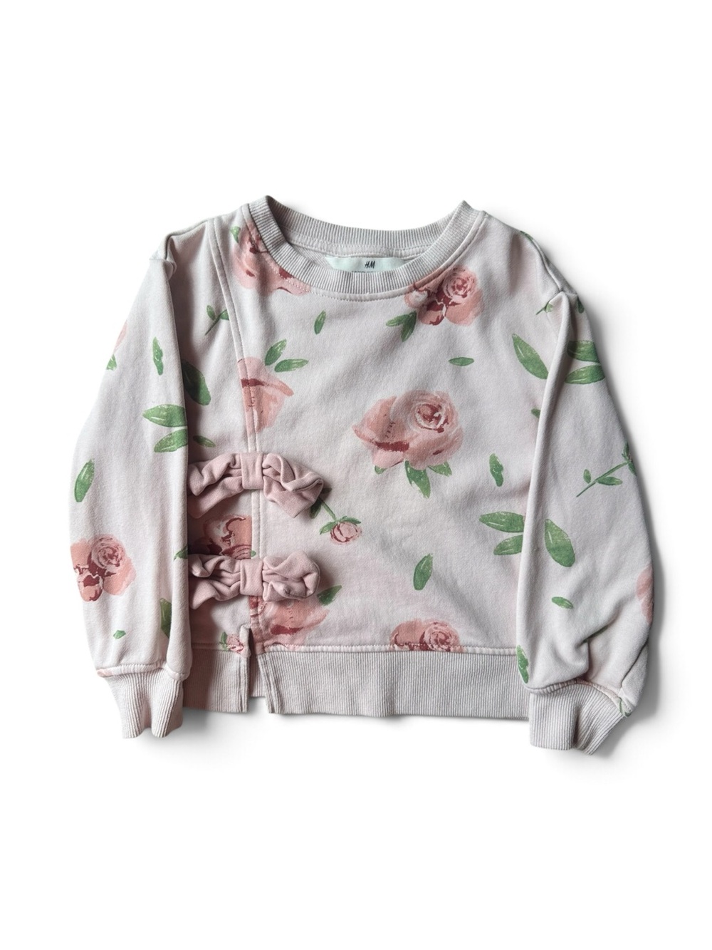 Kids H&M Light Pink Floral Bow Sweatshirt